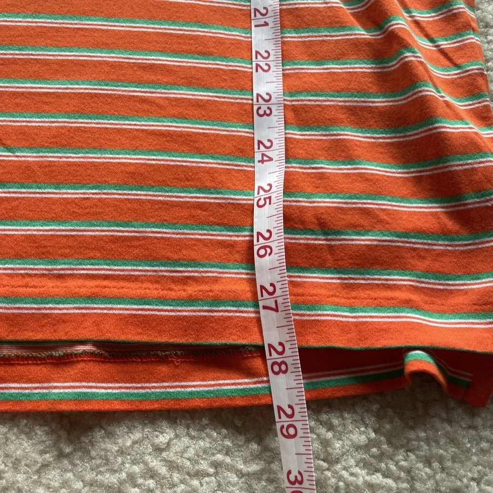 Ralph Lauren Polo Golf Polo Mens Large Orange Green Striped Pima Cotton Preowned